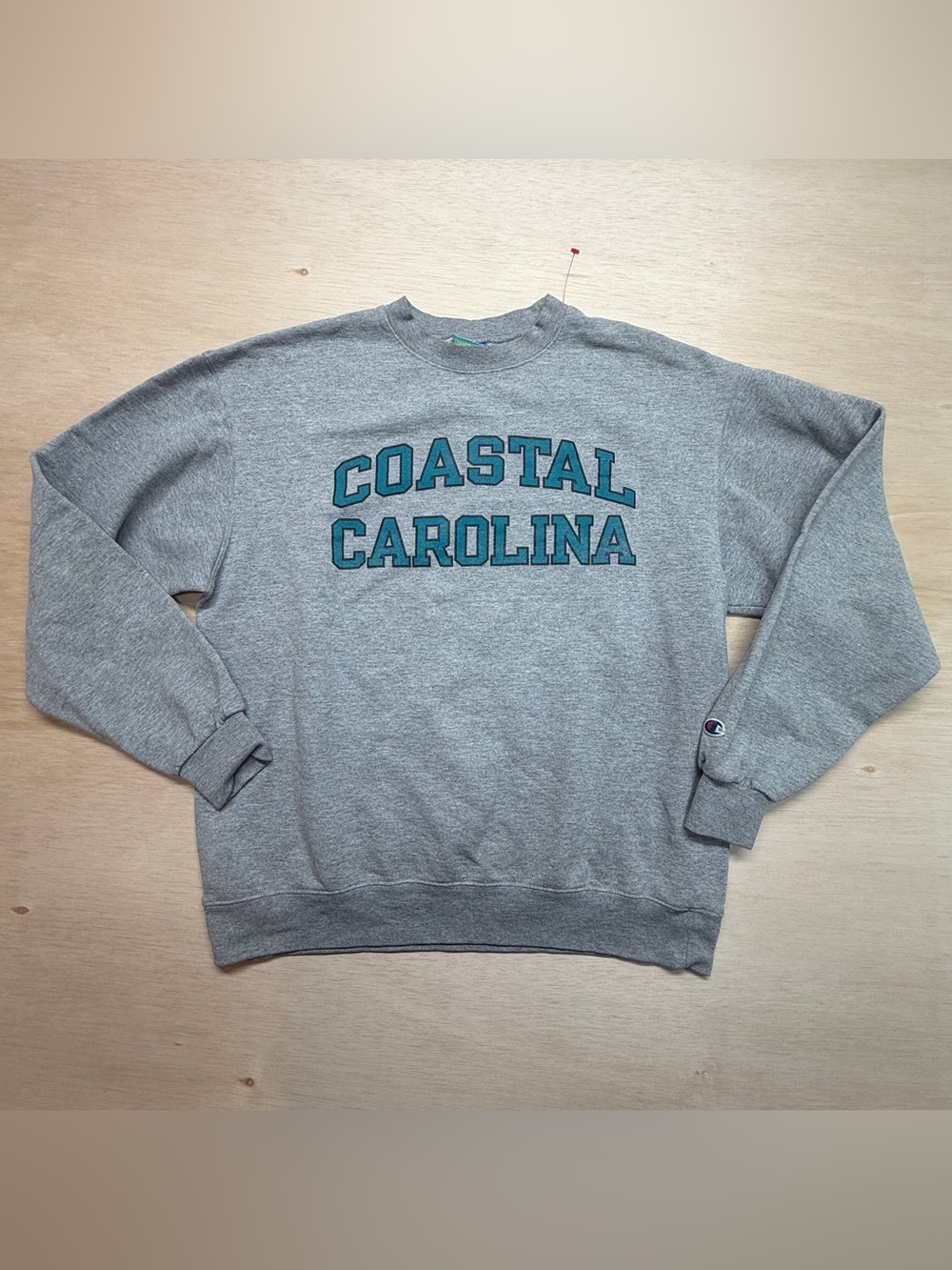 VTG Champion Sweatshirt Mens Large Gray Coastal Carolina Chanticleers Eco Fleece